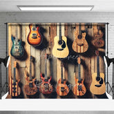 Aperturee - Aperturee Rustic Guitar Collection Wall Photography Backdrop Musical Instrument Rock Band Studio Prop