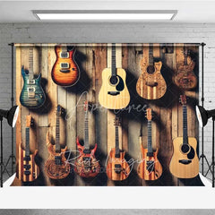 Aperturee - Aperturee Rustic Guitar Collection Wall Photography Backdrop Musical Instrument Rock Band Studio Prop
