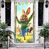 Aperturee - Aperturee Rustic House Color Lighted Bunny Easter Door Cover