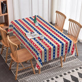 Aperturee - Aperturee Rustic Patriotic Red White and Blue Stars Rectangle Tablecloth Independence Day Celebration Decor