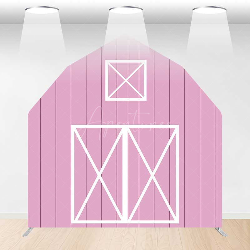 Aperturee Aperturee Rustic Pink Barn Door Arch Party Decor Backdrop