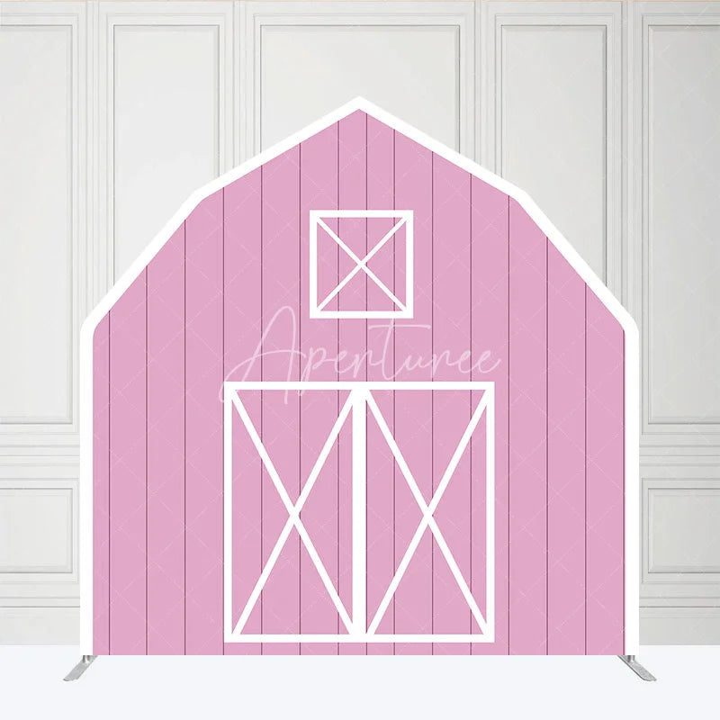 Aperturee - Aperturee Rustic Pink Barn Door Arch Party Decor Backdrop