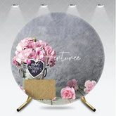 Aperturee - Aperturee Rustic Pink Carnations and Happy Mother’s Day Sign Round Backdrop Elegant Floral Celebration Decor