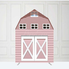 Aperturee Aperturee Rustic Pink Farm House Barn Door Arch Party Backdrop