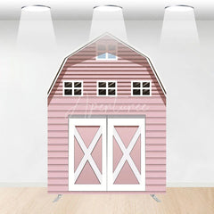 Aperturee - Aperturee Rustic Pink Farm House Barn Door Arch Party Backdrop