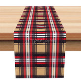 Aperturee - Aperturee Rustic Plaid Table Runner Red Tan and Black Tartan Farmhouse Christmas Holiday Table Decor