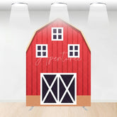 Aperturee - Aperturee Rustic Red Brown Barn Door Arch Party Decor Backdrop