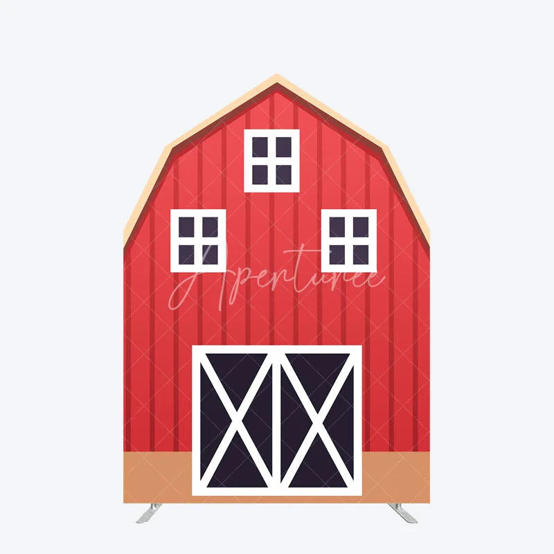 Aperturee - Aperturee Rustic Red Brown Barn Door Arch Party Decor Backdrop