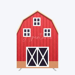 Aperturee - Aperturee Rustic Red Brown Barn Door Arch Party Decor Backdrop
