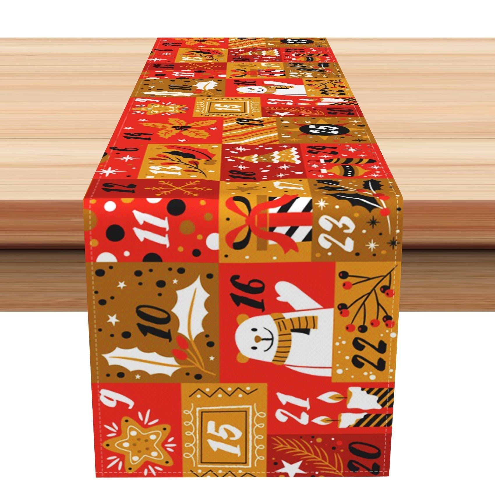 Aperturee - Aperturee Rustic Red Christmas Stamp Checkered Table Runner
