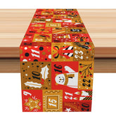 Aperturee - Aperturee Rustic Red Christmas Stamp Checkered Table Runner