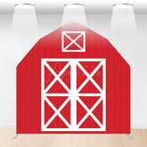 Aperturee Aperturee Rustic Red White Farm House Barn Door Arch Backdrop