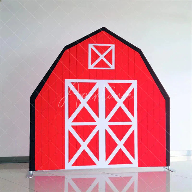 Aperturee - Aperturee Rustic Red White Farm House Barn Door Arch Backdrop