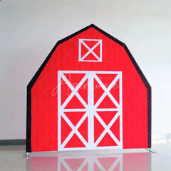 Aperturee - Aperturee Rustic Red White Farm House Barn Door Arch Backdrop