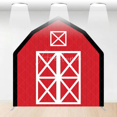 Aperturee - Aperturee Rustic Red White Farm House Barn Door Arch Backdrop