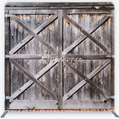 Aperturee - Aperturee Rustic Weathered Wood Barn Door with X-Beams Square Double-Sided Backdrop Farmhouse Vintage Photo Prop