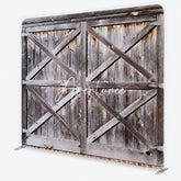Aperturee - Aperturee Rustic Weathered Wood Barn Door with X-Beams Square Double-Sided Backdrop Farmhouse Vintage Photo Prop