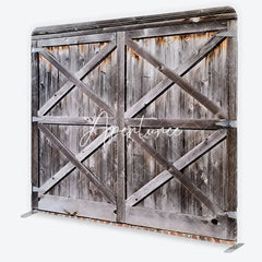 Aperturee - Aperturee Rustic Weathered Wood Barn Door with X-Beams Square Double-Sided Backdrop Farmhouse Vintage Photo Prop