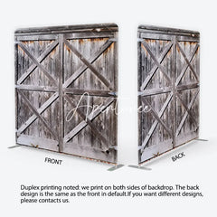 Aperturee - Aperturee Rustic Weathered Wood Barn Door with X-Beams Square Double-Sided Backdrop Farmhouse Vintage Photo Prop