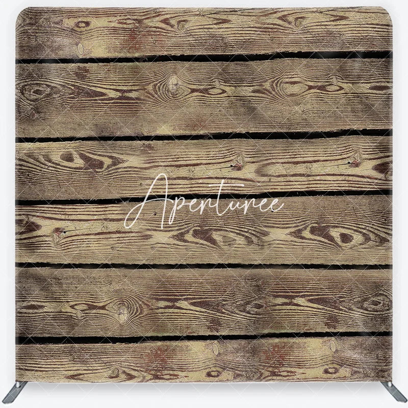 Aperturee - Aperturee Rustic Weathered Wood Planks Texture Square Double-Sided Backdrop Natural Brown Photography Background