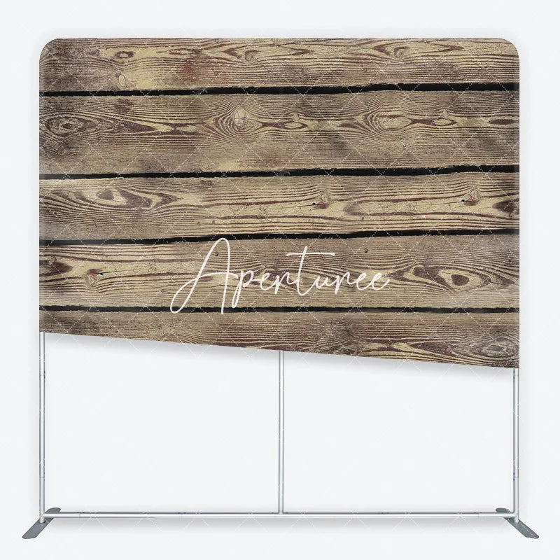 Aperturee - Aperturee Rustic Weathered Wood Planks Texture Square Double-Sided Backdrop Natural Brown Photography Background
