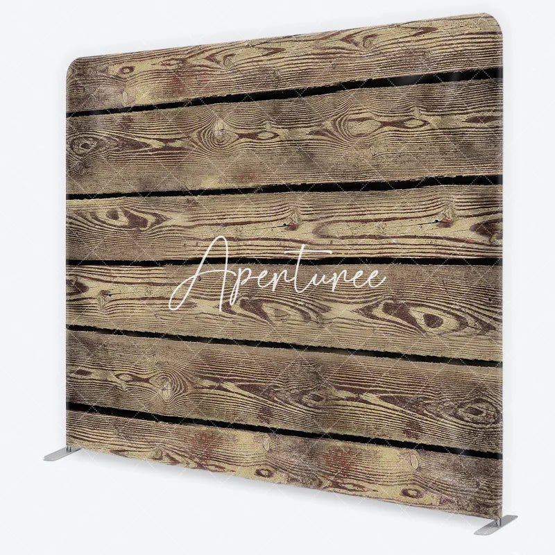 Aperturee - Aperturee Rustic Weathered Wood Planks Texture Square Double-Sided Backdrop Natural Brown Photography Background