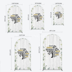Aperturee - Aperturee Rustic White Wood Family Reunion Arch Backdrop Greenery and Gold Glitter Tree Decor for Special Occasion Party