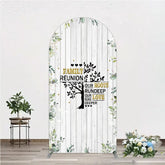 Aperturee - Aperturee Rustic White Wood Family Reunion Arch Backdrop Greenery and Gold Glitter Tree Decor for Special Occasion Party