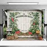Aperturee - Aperturee Rustic White Wood Watermelon Patch Photography Backdrop Summer Farm Harvest Party Decor