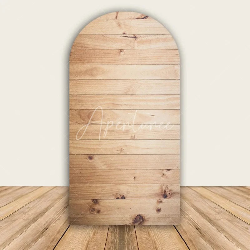 Aperturee - Aperturee Rustic Wood Arch Backdrop Farmhouse Wooden Wall Photo Prop Country Wedding Bridal Shower Decor