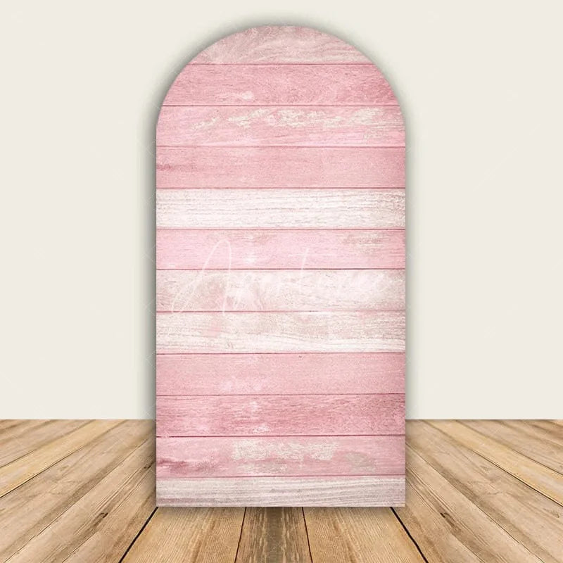 Aperturee - Aperturee Rustic Wood Arch Backdrop Farmhouse Wooden Wall Photo Prop Country Wedding Bridal Shower Decor