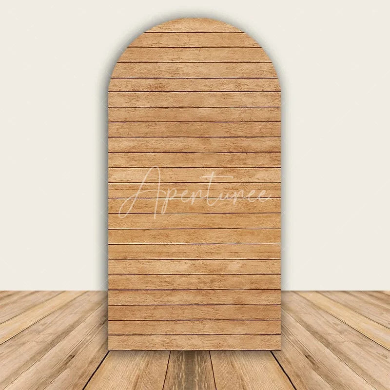 Aperturee - Aperturee Rustic Wood Arch Backdrop Farmhouse Wooden Wall Photo Prop Country Wedding Bridal Shower Decor