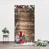 Aperturee - Aperturee Rustic Wood Christmas Candle Rectangle Arch Backdrop Winter Holiday Snowflakes and Ornaments Party Decor