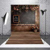 Aperturee - Aperturee Rustic Wood Floral Photography Backdrop Vintage Chalkboard Rose Flower Background Garden Room Photo Prop