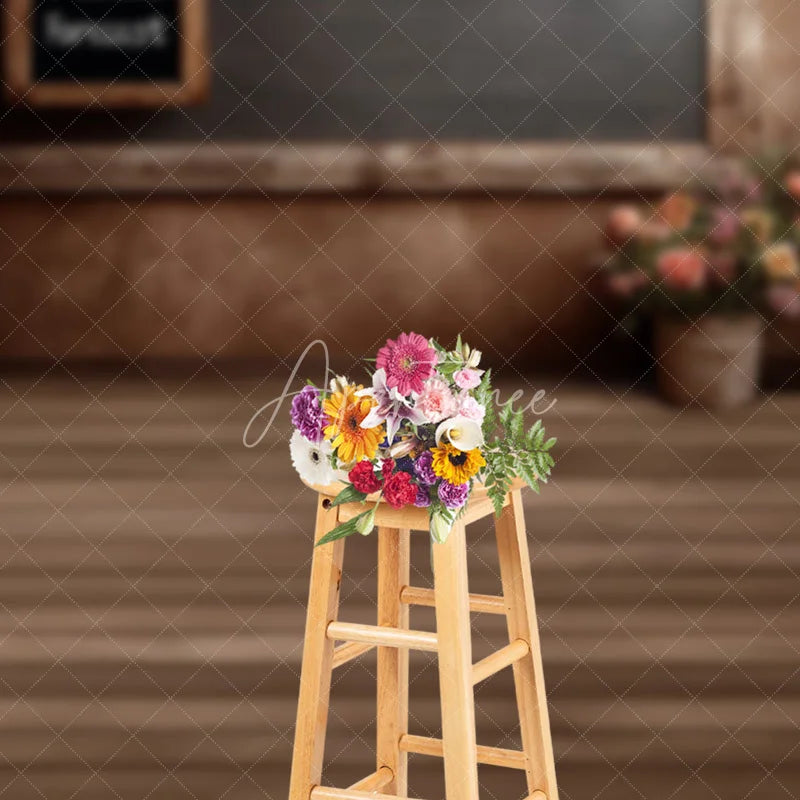 Aperturee - Aperturee Rustic Wood Floral Photography Backdrop Vintage Chalkboard Rose Flower Background Garden Room Photo Prop