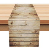 Aperturee - Aperturee Rustic Wood Grain Table Runner Retro Faux Wood Print for Farmhouse and Cabin Style Dining Decor