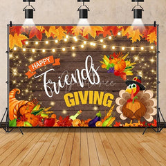 Aperturee - Aperturee Rustic Wood Harvest Scene Thanksgiving Day Backdrop Pumpkins and Maple Leaves Cozy Autumn Decoration