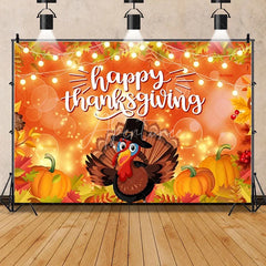 Aperturee - Aperturee Rustic Wood Harvest Scene Thanksgiving Day Backdrop Pumpkins and Maple Leaves Cozy Autumn Decoration