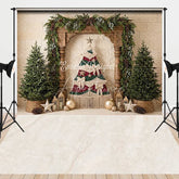 Aperturee - Aperturee Rustic Wooden Arch Christmas Trees Macrame Combo Set Backdrop Festive Holiday Decor