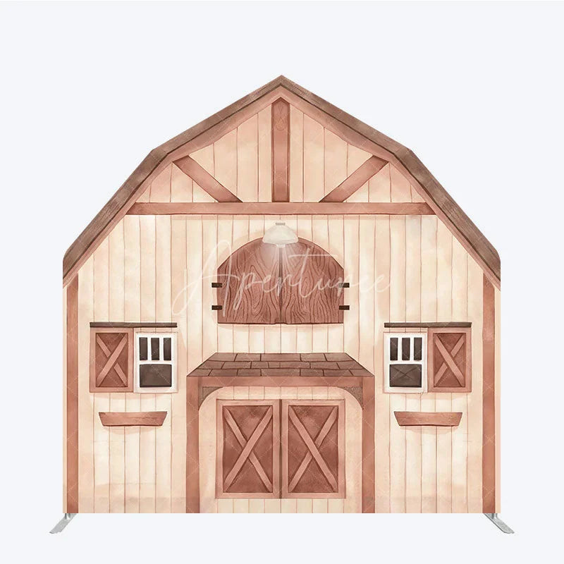 Aperturee - Aperturee Rustic Wooden Farm House Barn Door Arch Backdrop