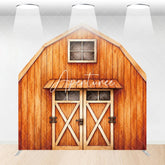 Aperturee - Aperturee Rustic Wooden Farmhouse Barn Door Arch Backdrop with X-Brace Design Country Theme Party Decoration