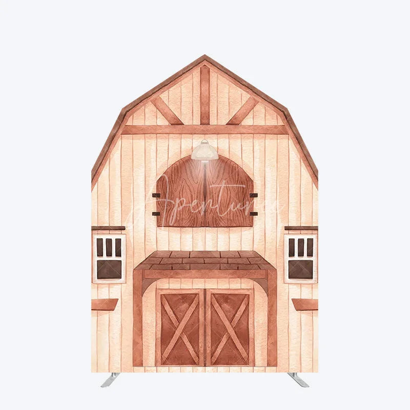 Aperturee - Aperturee Rustic Wooden House Barn Door Arch Party Backdrop