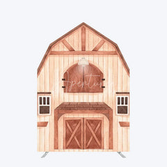 Aperturee - Aperturee Rustic Wooden House Barn Door Arch Party Backdrop