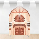 Aperturee - Aperturee Rustic Wooden House Barn Door Arch Party Backdrop
