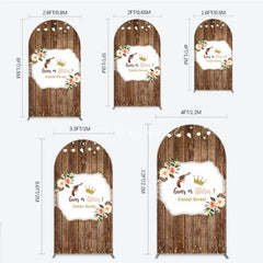 Aperturee - Aperturee Rustic Wooden Plank Cowboy and Glitter Crown Gender Reveal Arch Backdrop Kit String Lights Decor