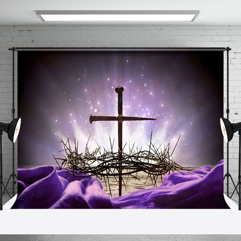 Aperturee - Aperturee Sacred Cross Thorn Crown Centerpiece purple Backdrop
