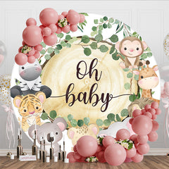 Aperturee - Aperturee Safari Animals Oh Baby Wild Baby Shower Round Backdrop
