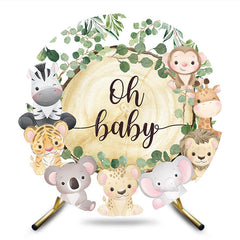 Aperturee - Aperturee Safari Animals Oh Baby Wild Baby Shower Round Backdrop