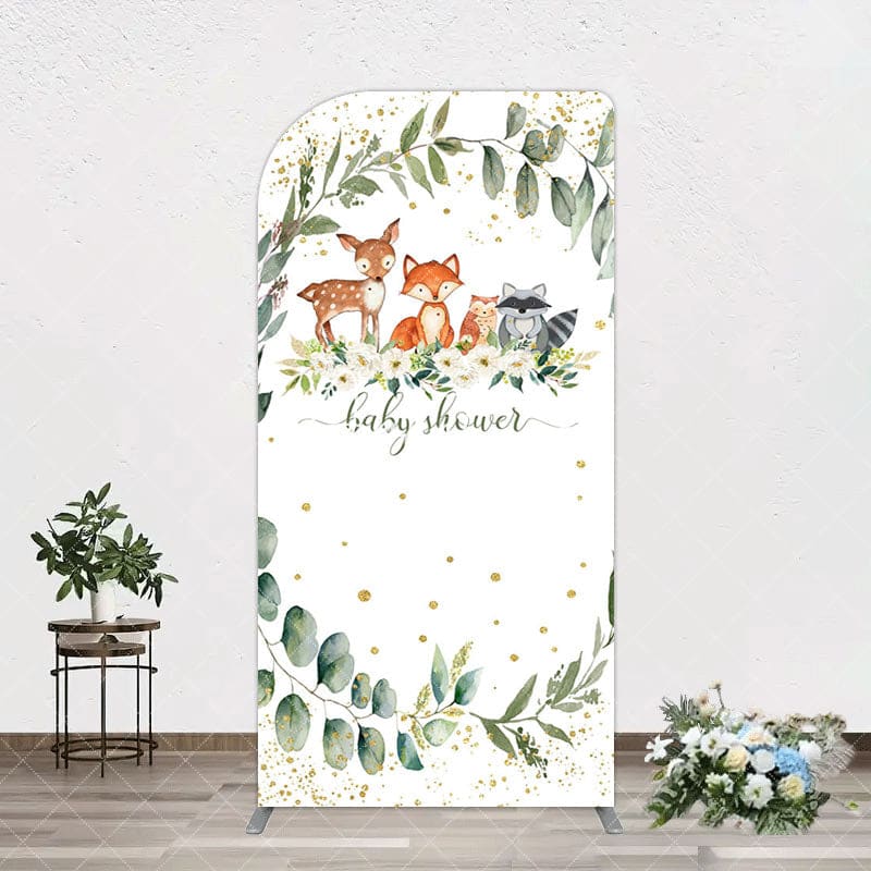 Aperturee - Aperturee Safari Animals Plant Leaf Baby Shower Arch Backdrop