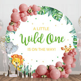 Aperturee - Aperturee Safari Animals Plant Wild One Round Birthday Backdrop